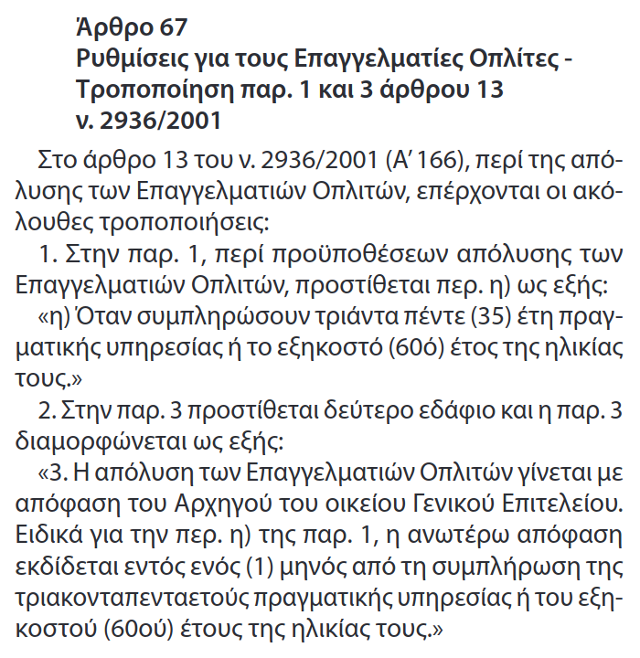 Νόμος 5166/2024 (ΦΕΚ 206/18-12-24/τεύχος Α'): Το άρθρο 67 για τους ΕΠΟΠ