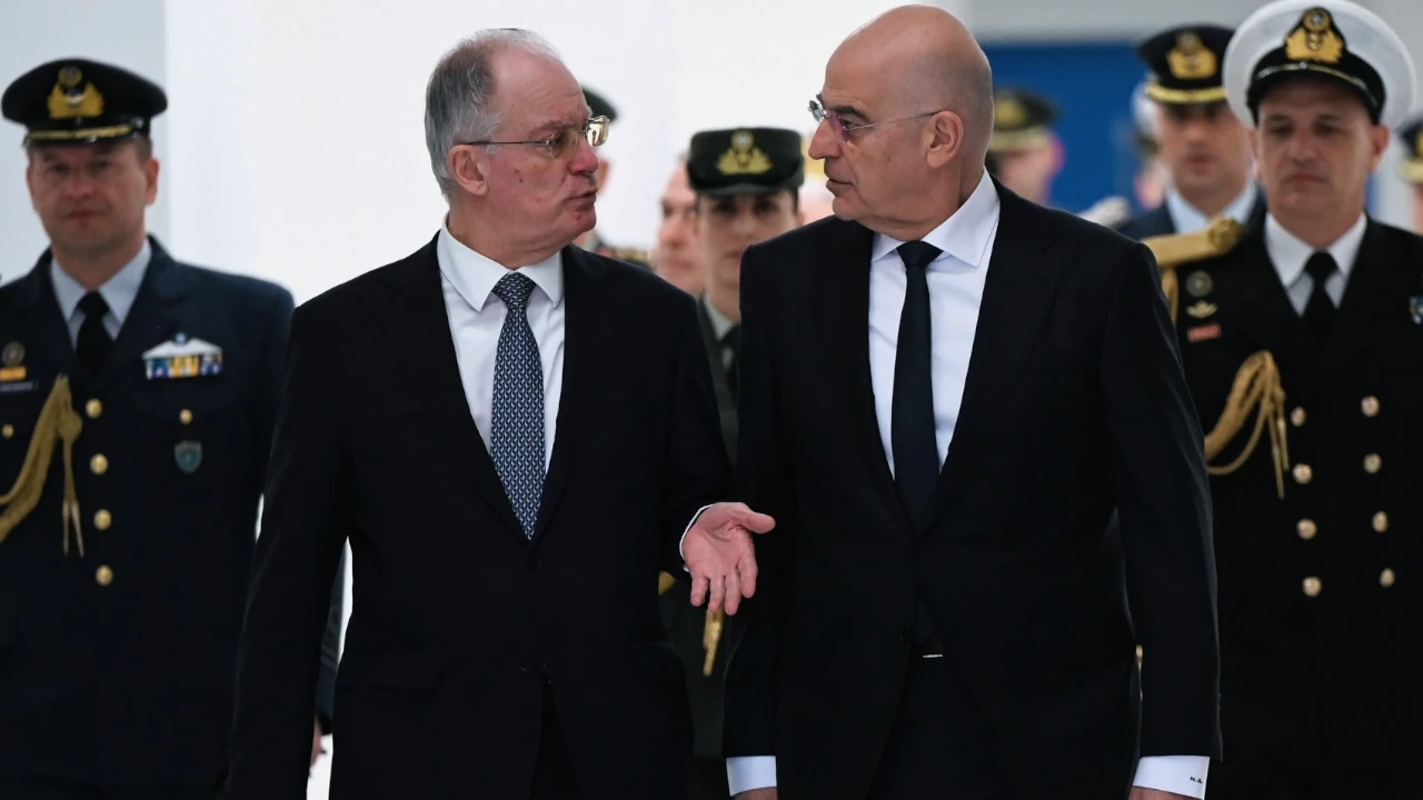 The President of the Hellenic Republic, Konstantinos Tasoulas, and the Minister of National Defense, Nikos Dendias. Image: Ministry of National Defense