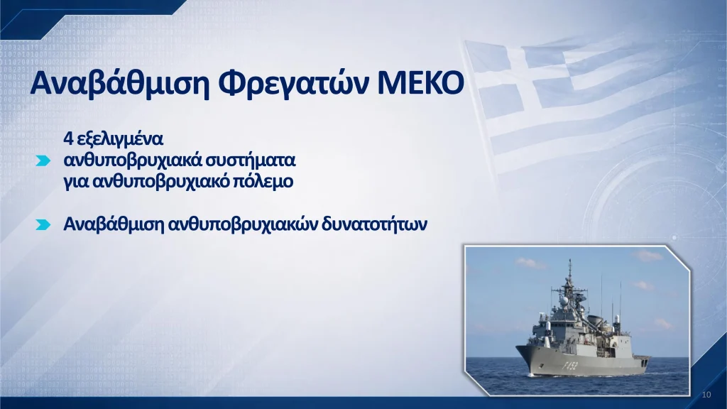 Έγκριση ΚΥΣΕΑ για 11 εξοπλιστικά προγράμματα στις Ένοπλες Δυνάμεις Αναβάθμιση Φρεγατών ΜΕΚΟ με ανθυποβρυχιακά συστήματα